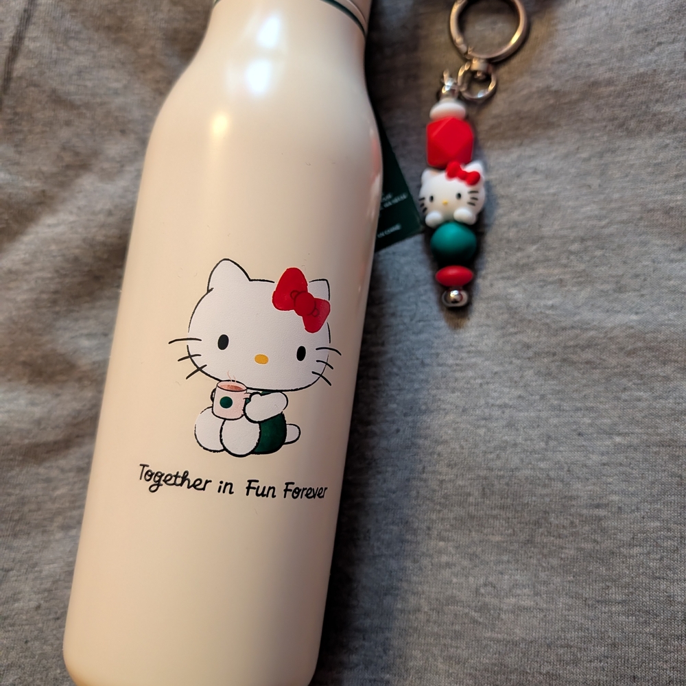 Starbucks Cream Hello Kitty Water Bottle with Red Bow